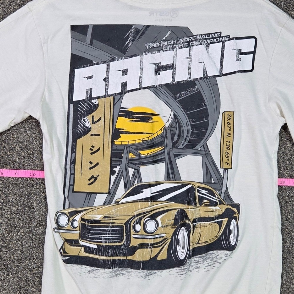 GSTR Racing T-Shirt Mens Medium Cream JDM Muscle Car Graphic Tee